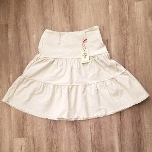 Authentic YMI Juniors Size 7 Cream Tan Beige Tiered Corduroy Skirt Zipper Close